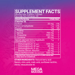 MegaMucosa Powder (L-prolina, L-serina, L-treonina, L-cisteina, ImmunoLin, Bioflavonoides)