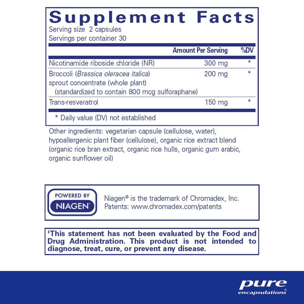 NR Longevity (NR, sulforafano y trans resveratrol)