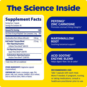 Acid Sooth  (zinc carnosina, raíz de malvavisco, gotu kola & enzimas digestivas)