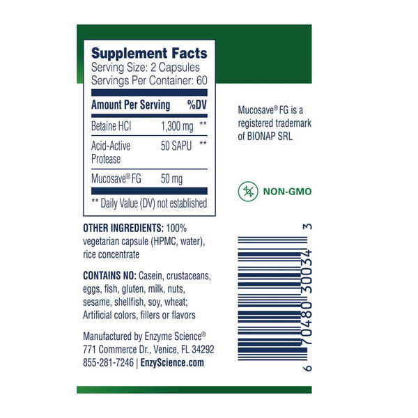 Betaine HCl  (Betaina de HCl, Proteasa & Mucosave)